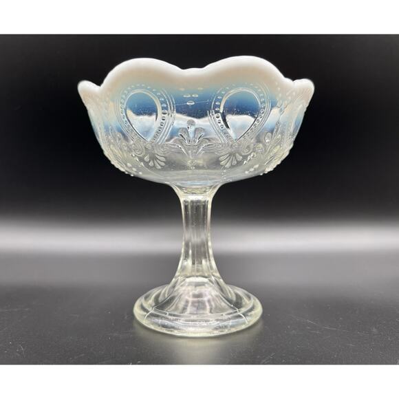 Antique Northwood Clear Glass Opalescent Scroll with Acanthus Pattern 5” Compote - Picture 1 of 9